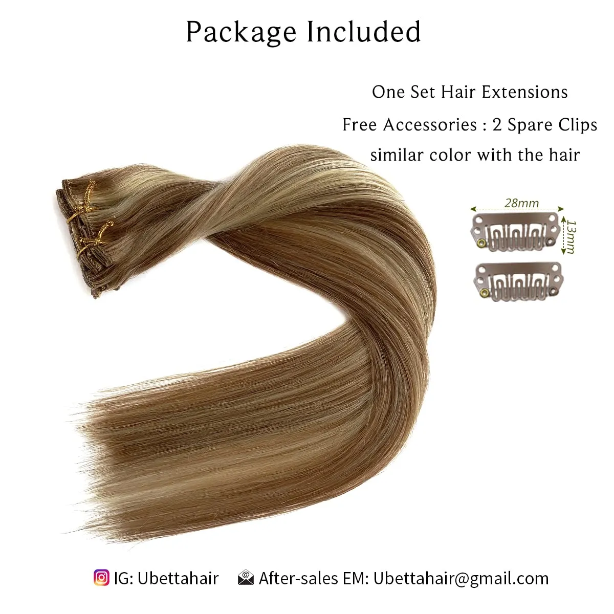 Clip in Hair Extensions Real Human Hair, Golden Brown Balayage Blonde Highlights Real Hair Extensions Clip ins, 7 Pieces 70G Human Hair Extensions Clip in Human Hair Double Wefts Clip Hair 16 Inch