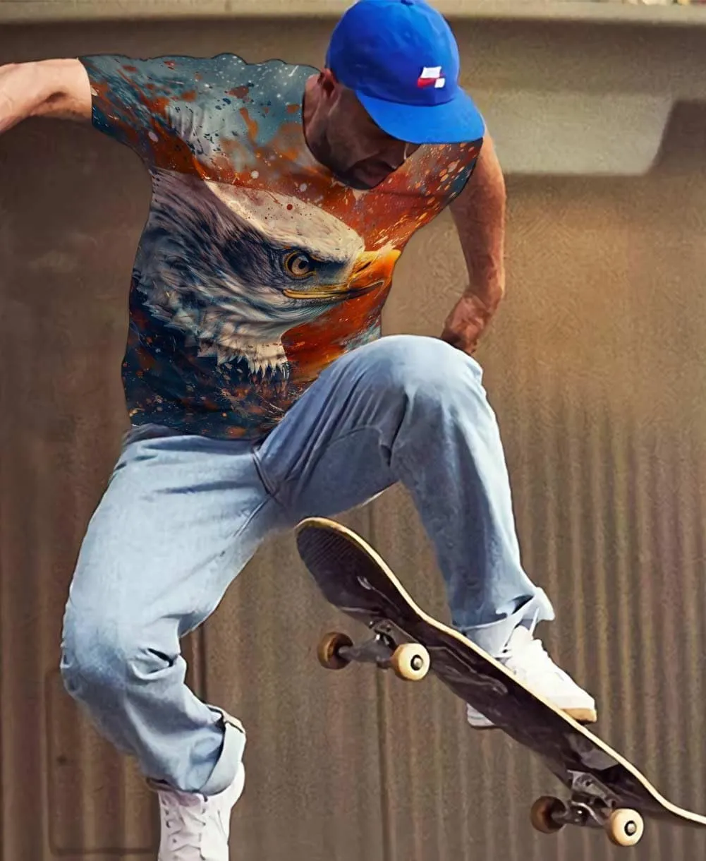Cndiyike 3D Printed Graphic Short Sleeve T-Shirts for Men