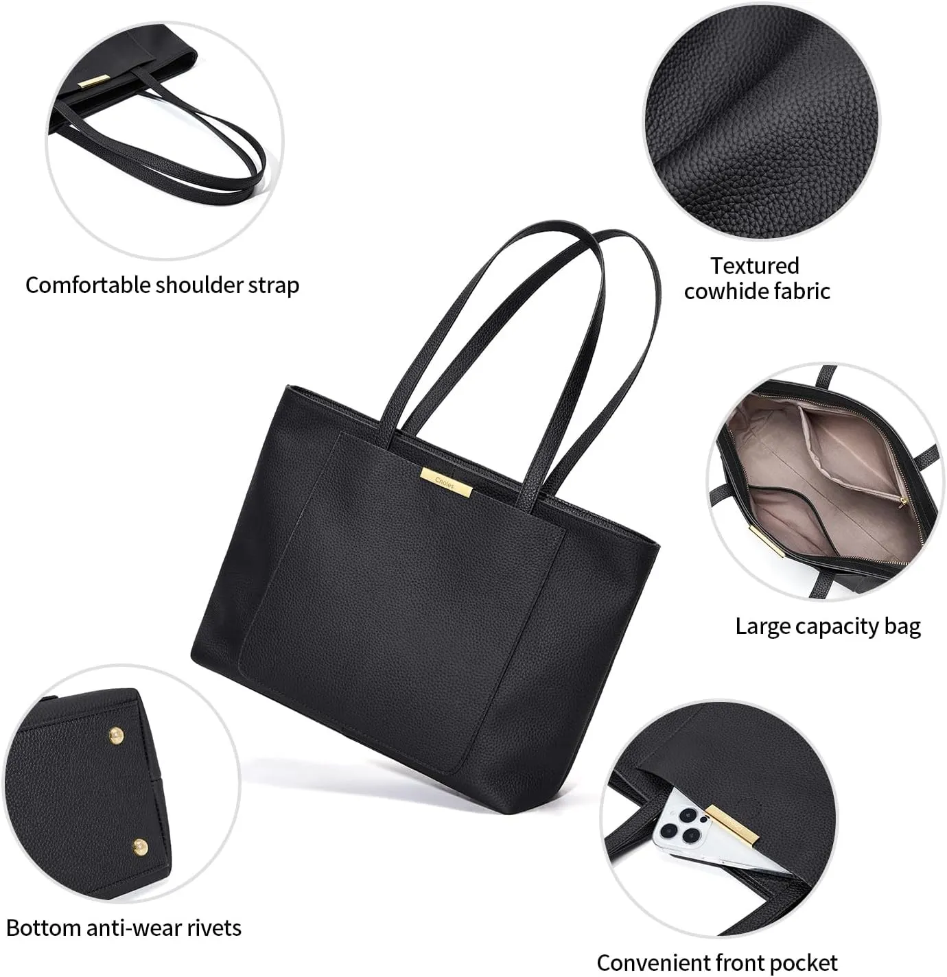 Cnoles Women Tote Bag Leather Handbag Purses And Handbags For Women Ladies Top Handle Large Soft Shoulder Satchel Hobo Bags