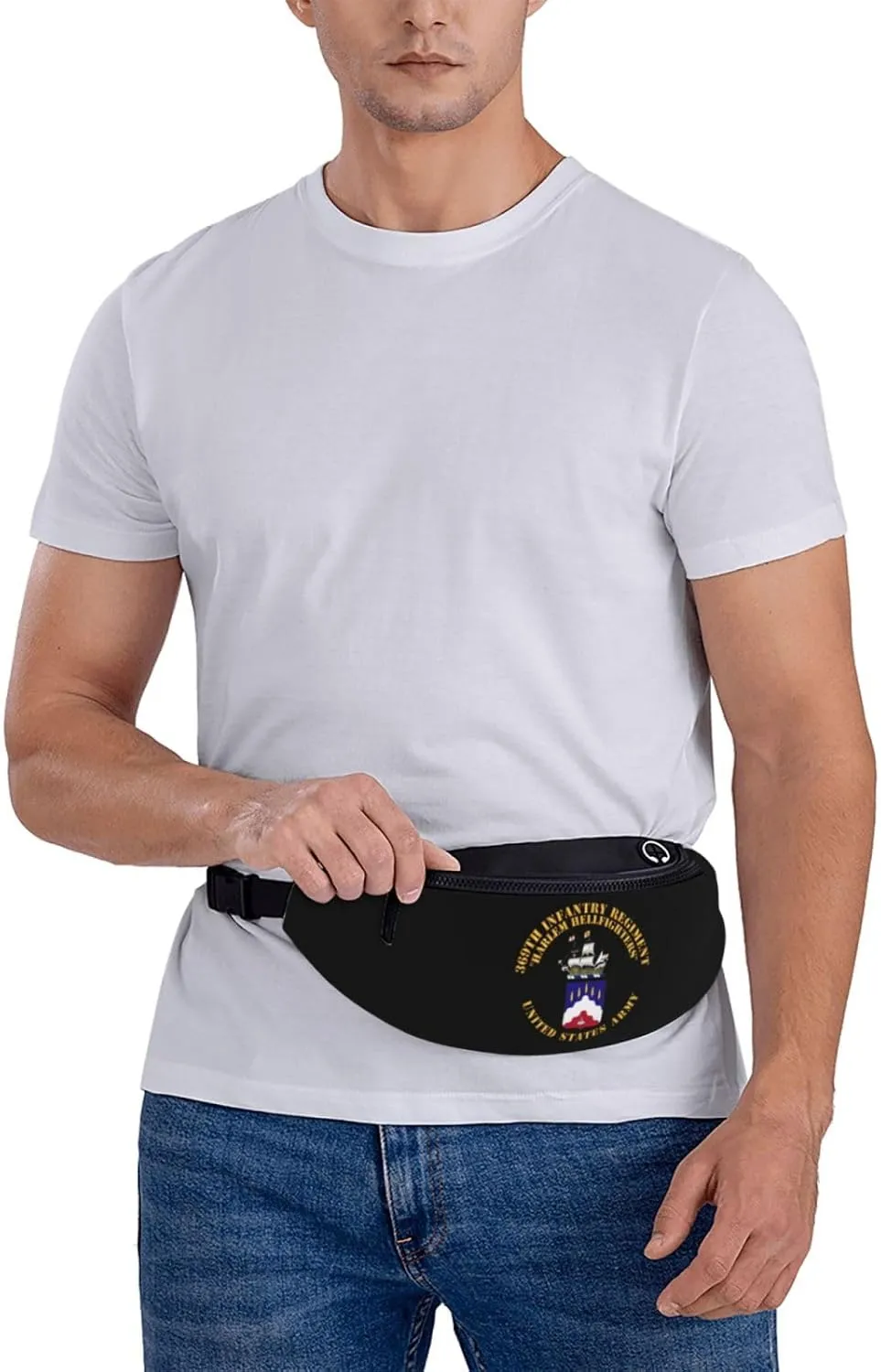 Coa - 369th Infantry Regiment - Harlem Hellfighters Unisex Leisure Waist Bag Outdoor Sports Running Waist Bag Business Travel Mobile Phone Bag