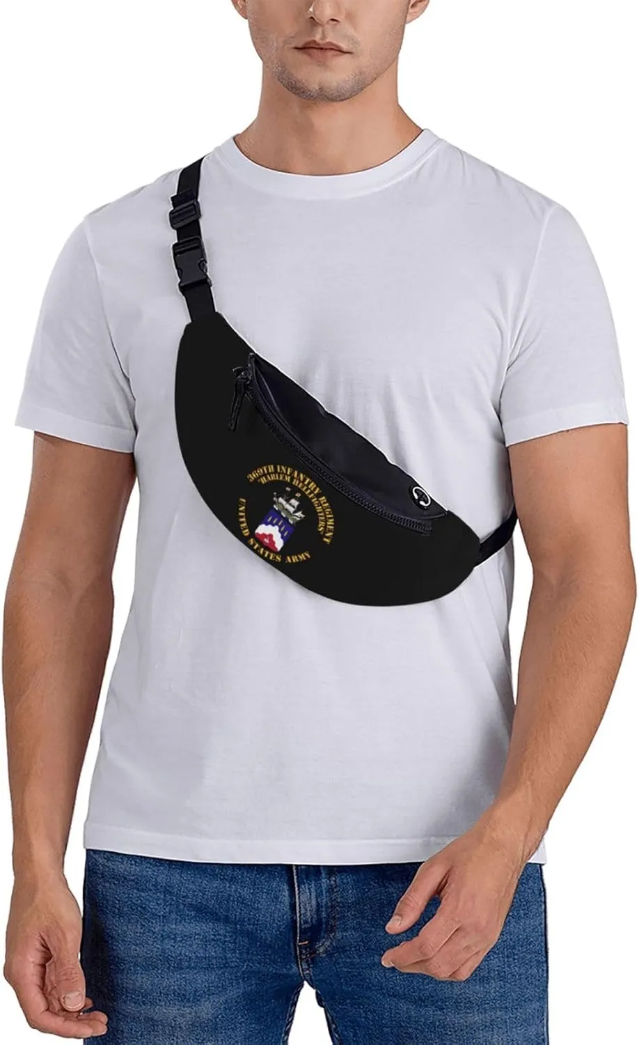 Coa - 369th Infantry Regiment - Harlem Hellfighters Unisex Leisure Waist Bag Outdoor Sports Running Waist Bag Business Travel Mobile Phone Bag