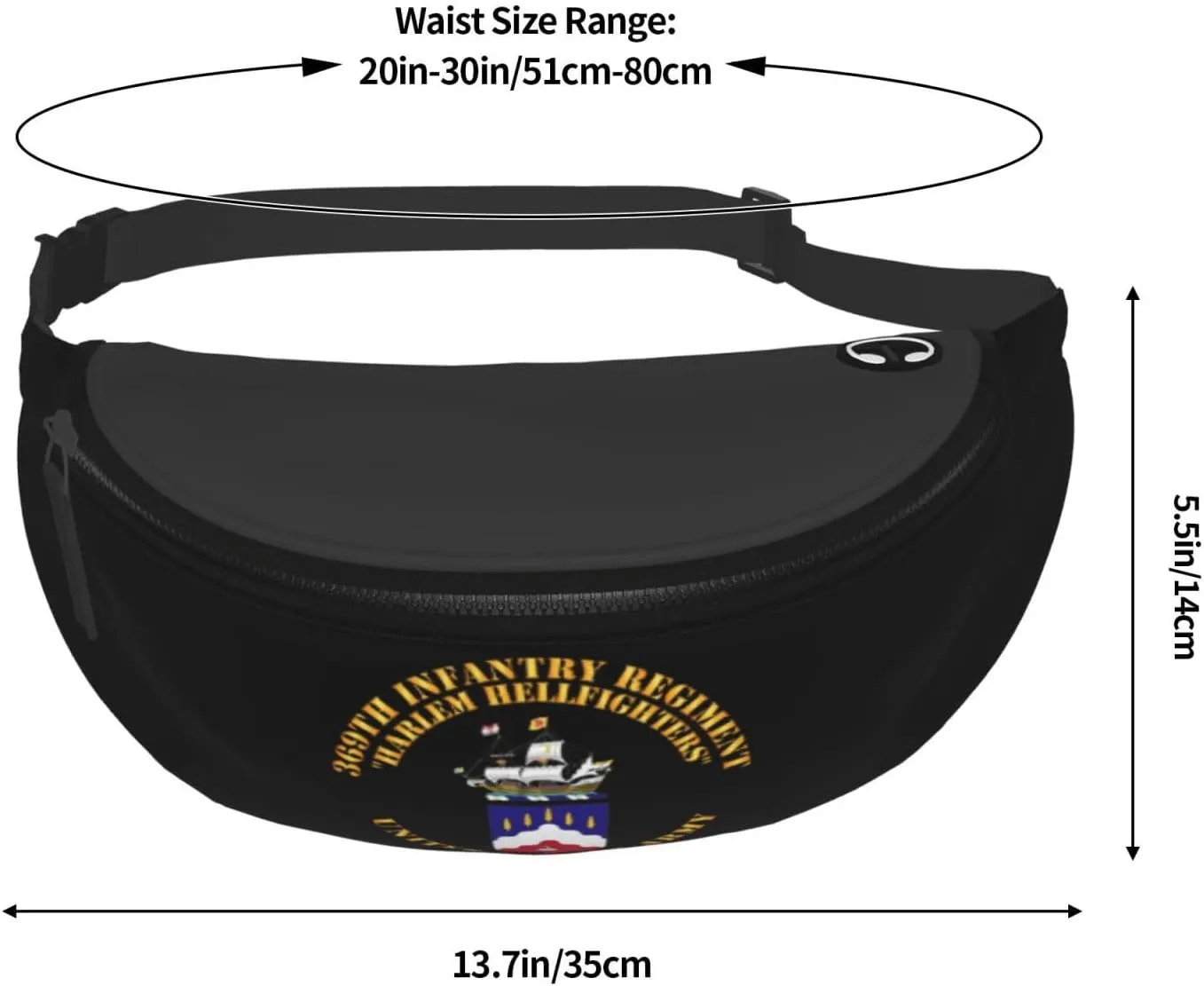Coa - 369th Infantry Regiment - Harlem Hellfighters Unisex Leisure Waist Bag Outdoor Sports Running Waist Bag Business Travel Mobile Phone Bag