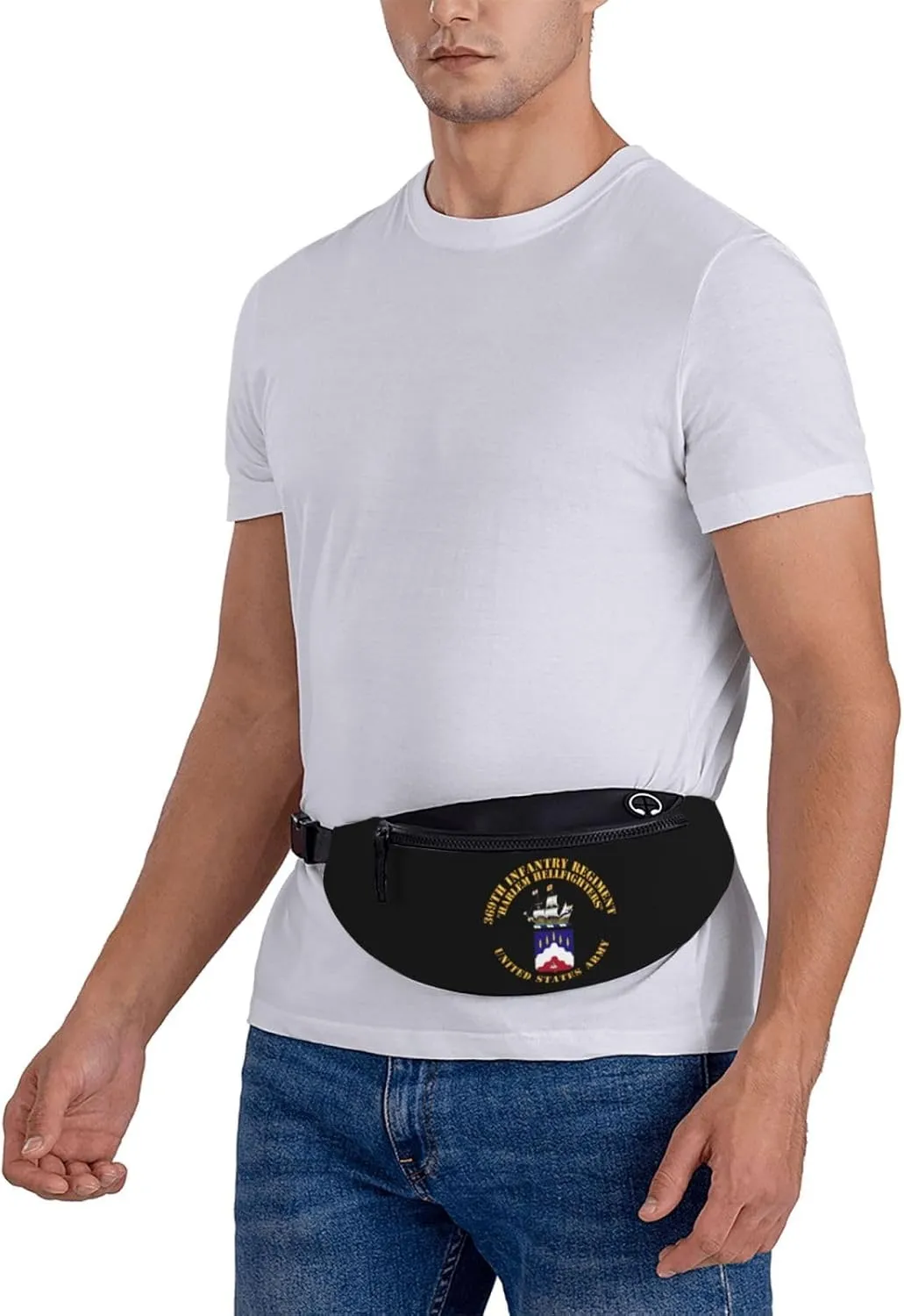 Coa - 369th Infantry Regiment - Harlem Hellfighters Unisex Leisure Waist Bag Outdoor Sports Running Waist Bag Business Travel Mobile Phone Bag