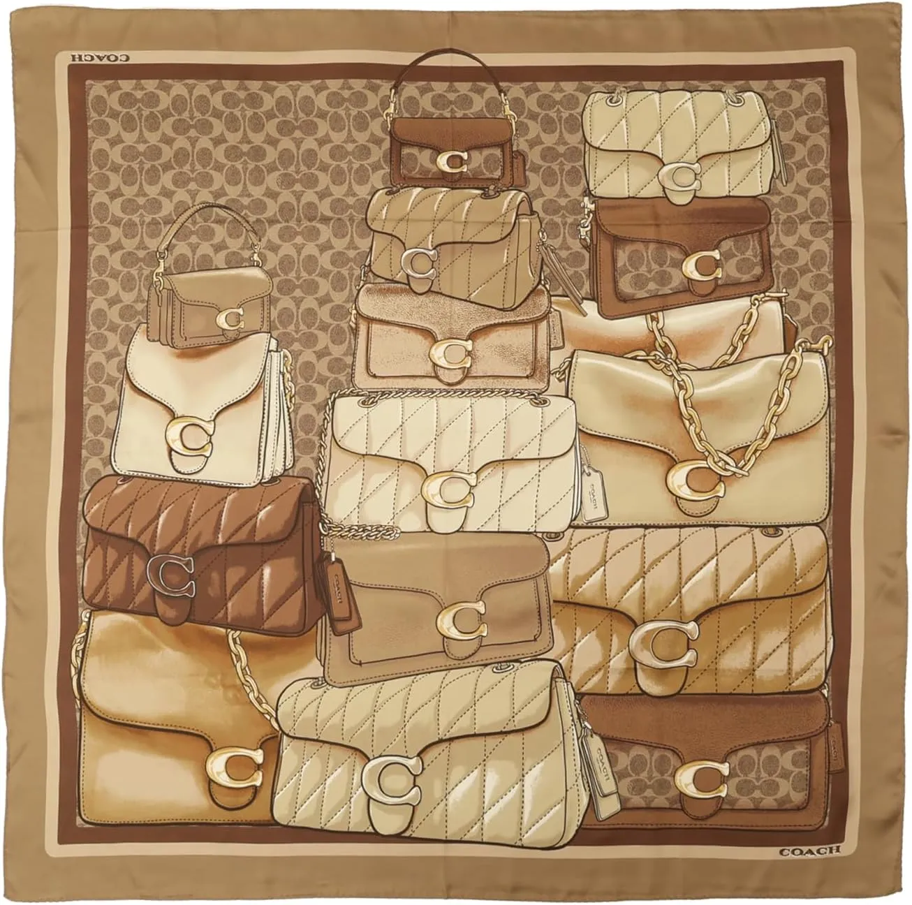 Coach womens Stacked Tabby Printed Silk Square