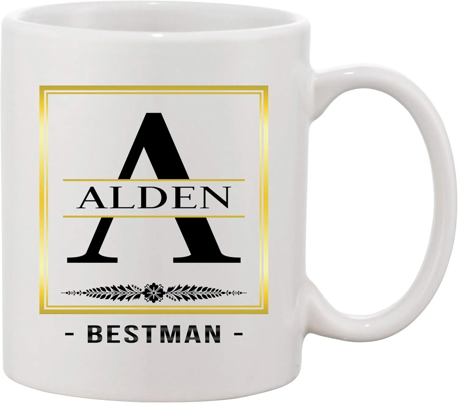 Coffee Mug Monogram Initial Cup Mug With Name and Letter (A) Alden Bestman - Funny Mug 11oz Gift For Men, Boyfriend, Husband And Dad