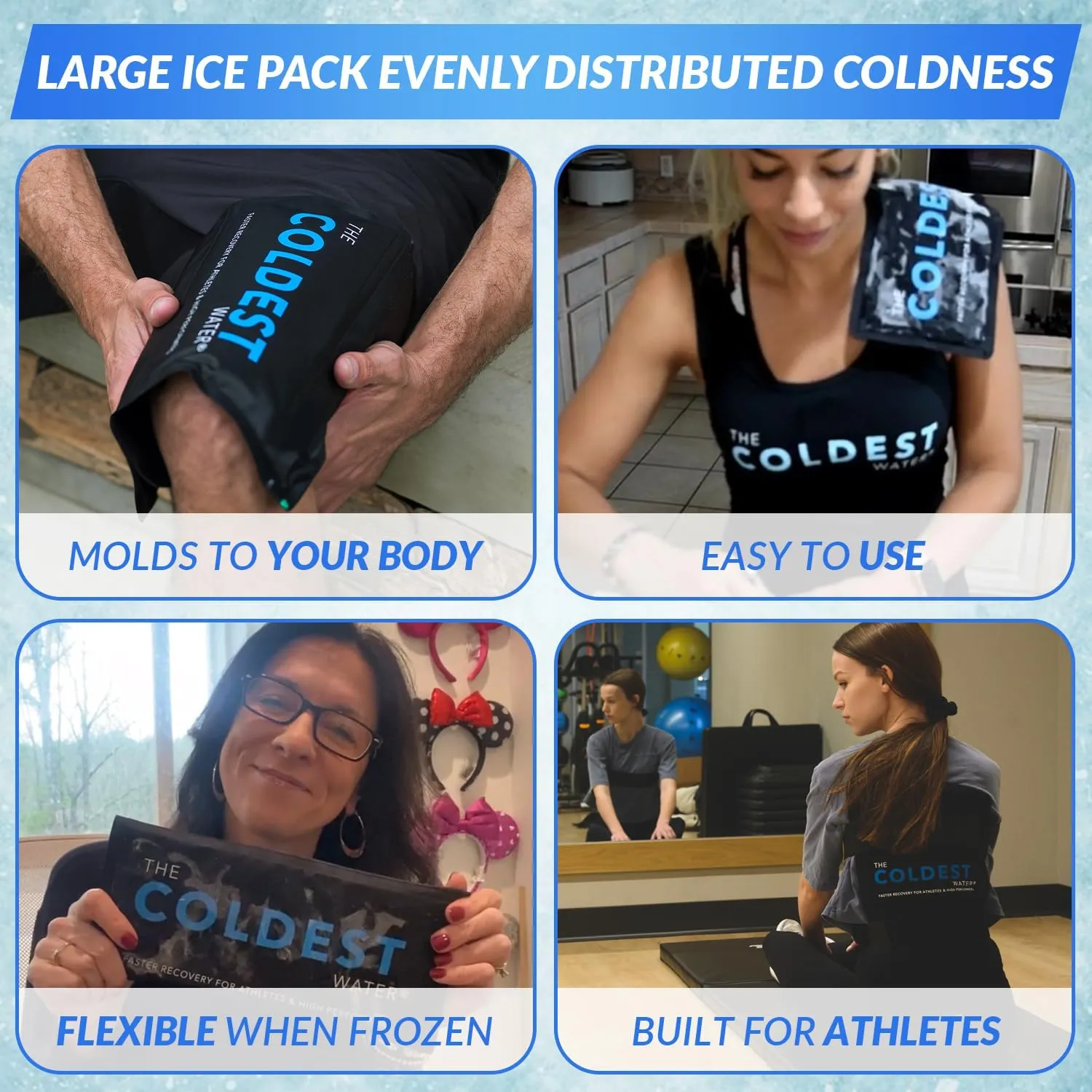 Coldest Gel Ice Pack, Reusable Flexible Ice Packs for Injuries, Multipurpose Hot Cold Therapy for Knee, Arm, Shoulder, Back (11x14 Inch (Pack of 1))