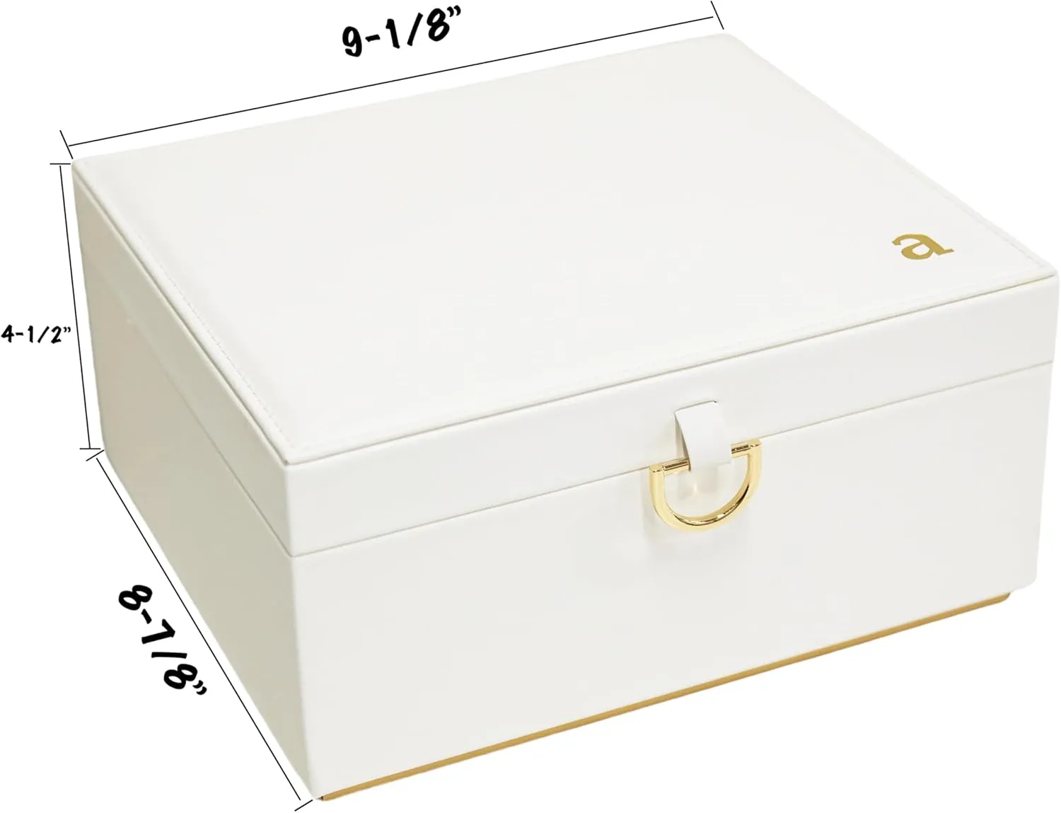 COLLECTIVE HOME - Monogram Jewelry Box with Mirror, Custom Gold Letter Engraving, Elegant Jewelry Organizer with Removable Tray, Gift for Mother’s Day, Girlfriend, Birthday (c)