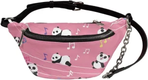 Coloranimal Cute Cartoon Animal Panda Music Notes Fashion Waist Packs for Women Ladies PU Leather Fanny Pack Travel Top-handle Purse Running Hip Bum Waist Bag with Adjustable Strap