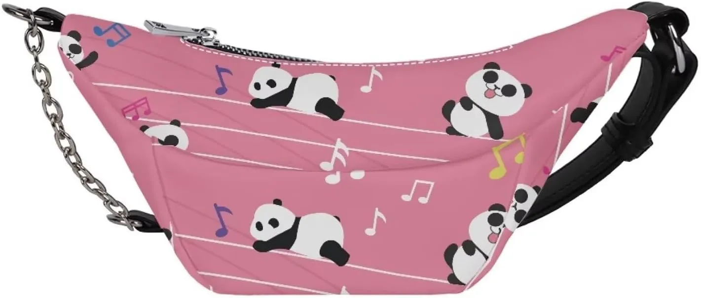 Coloranimal Cute Cartoon Animal Panda Music Notes Fashion Waist Packs for Women Ladies PU Leather Fanny Pack Travel Top-handle Purse Running Hip Bum Waist Bag with Adjustable Strap