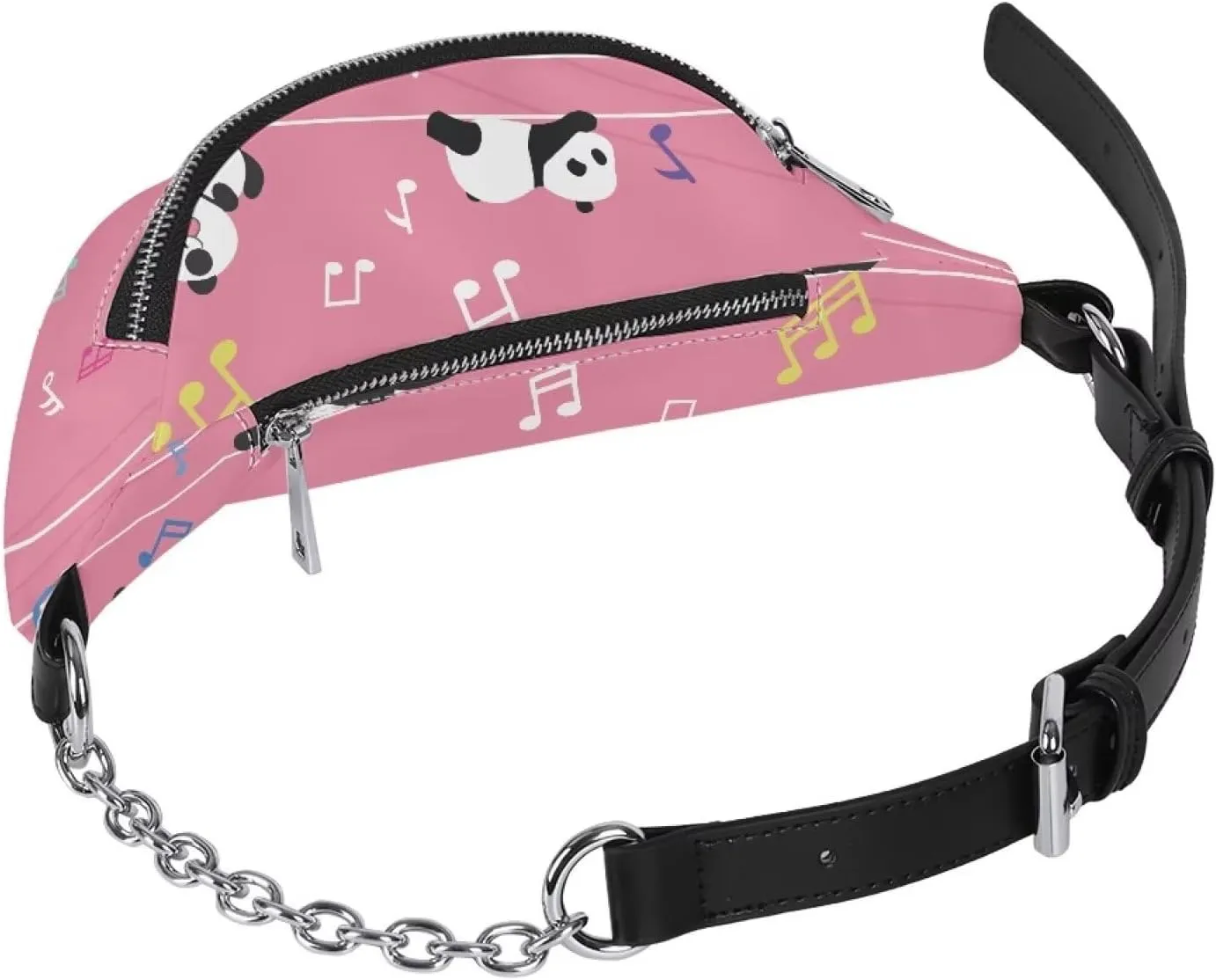 Coloranimal Cute Cartoon Animal Panda Music Notes Fashion Waist Packs for Women Ladies PU Leather Fanny Pack Travel Top-handle Purse Running Hip Bum Waist Bag with Adjustable Strap