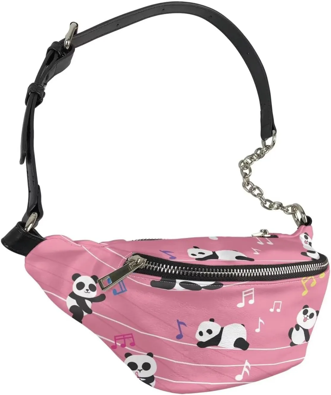 Coloranimal Cute Cartoon Animal Panda Music Notes Fashion Waist Packs for Women Ladies PU Leather Fanny Pack Travel Top-handle Purse Running Hip Bum Waist Bag with Adjustable Strap