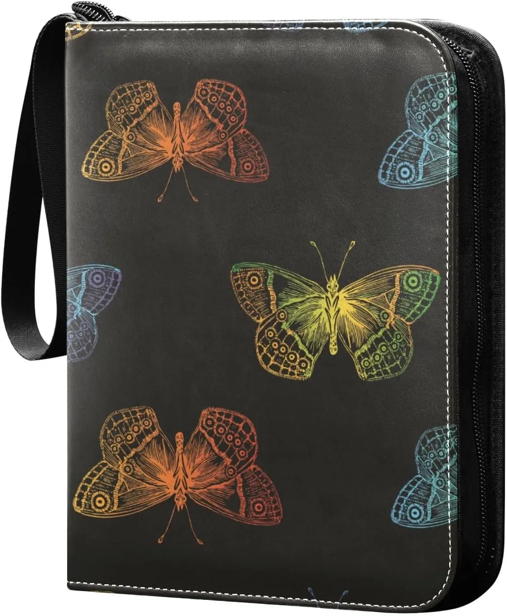 Colorful-butterflies Texture Game Sports Cards Card Binders 4 Pocket - Hold 400 Game Cards, Waterproof Wear-resistant Trading Card Albums Collection Book Holder for Boys Girls
