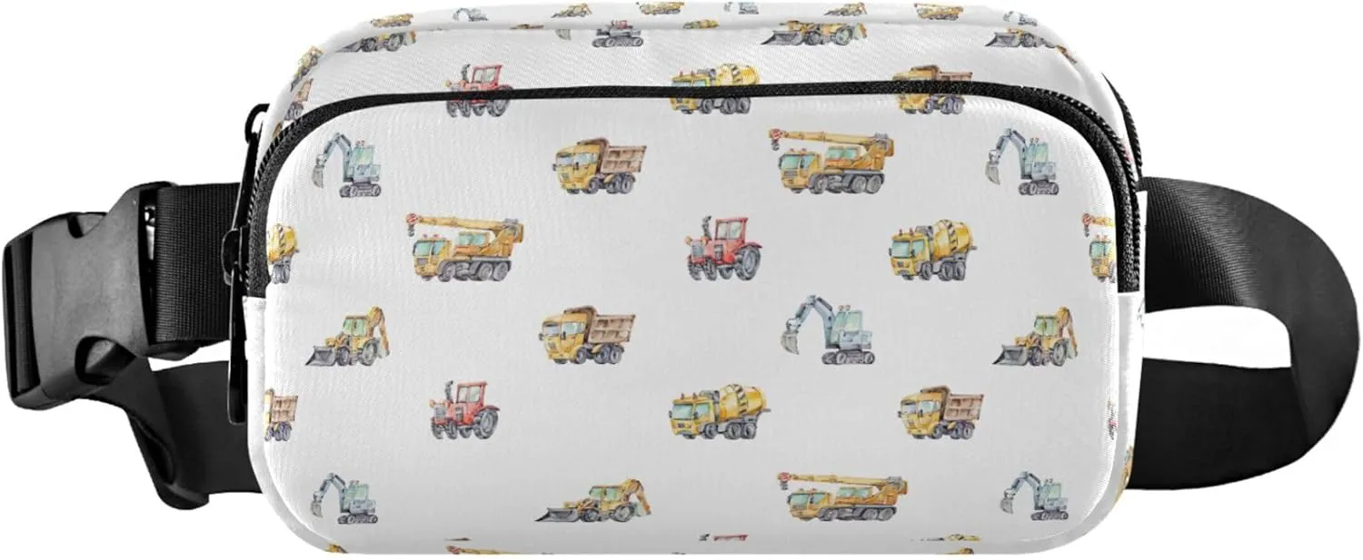 Colorful Cars Truck Excavator Waterproof Fanny Packs for Women Belt Bag Hip Pack Funky Travel Waist Pack for Men