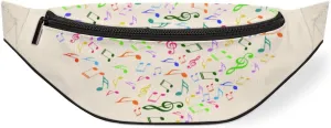 Colorful Heart Music Notes Fanny Pack for Women Men Waist Pack Crossbody Bag with Adjustable Belt for Travel Hiking Running Cycling Festivals