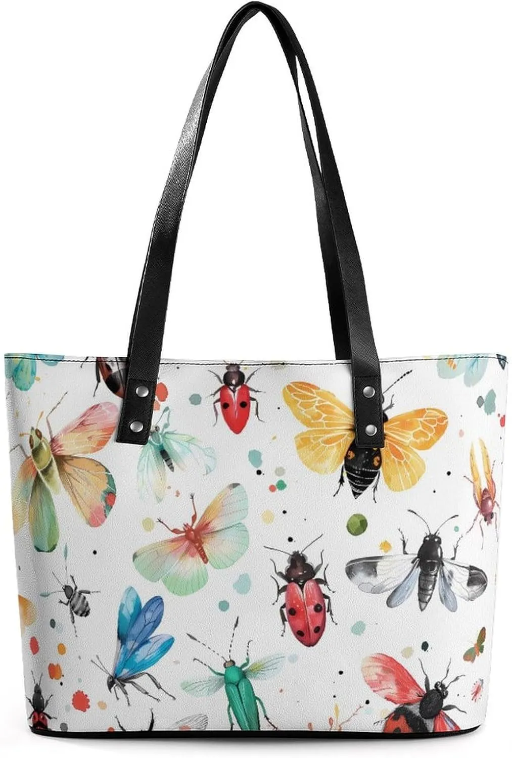 Colorful Insects Purse for Women Casual Tote Bags Purses Ladies Top Handle Shoulder Handbag for Work Travel
