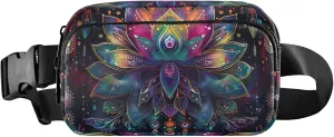 Colorful Lotus Mandala Print Womens Fanny Pack Waterproof Hip Pack Belt Pouch Cute Waist Pack for Women