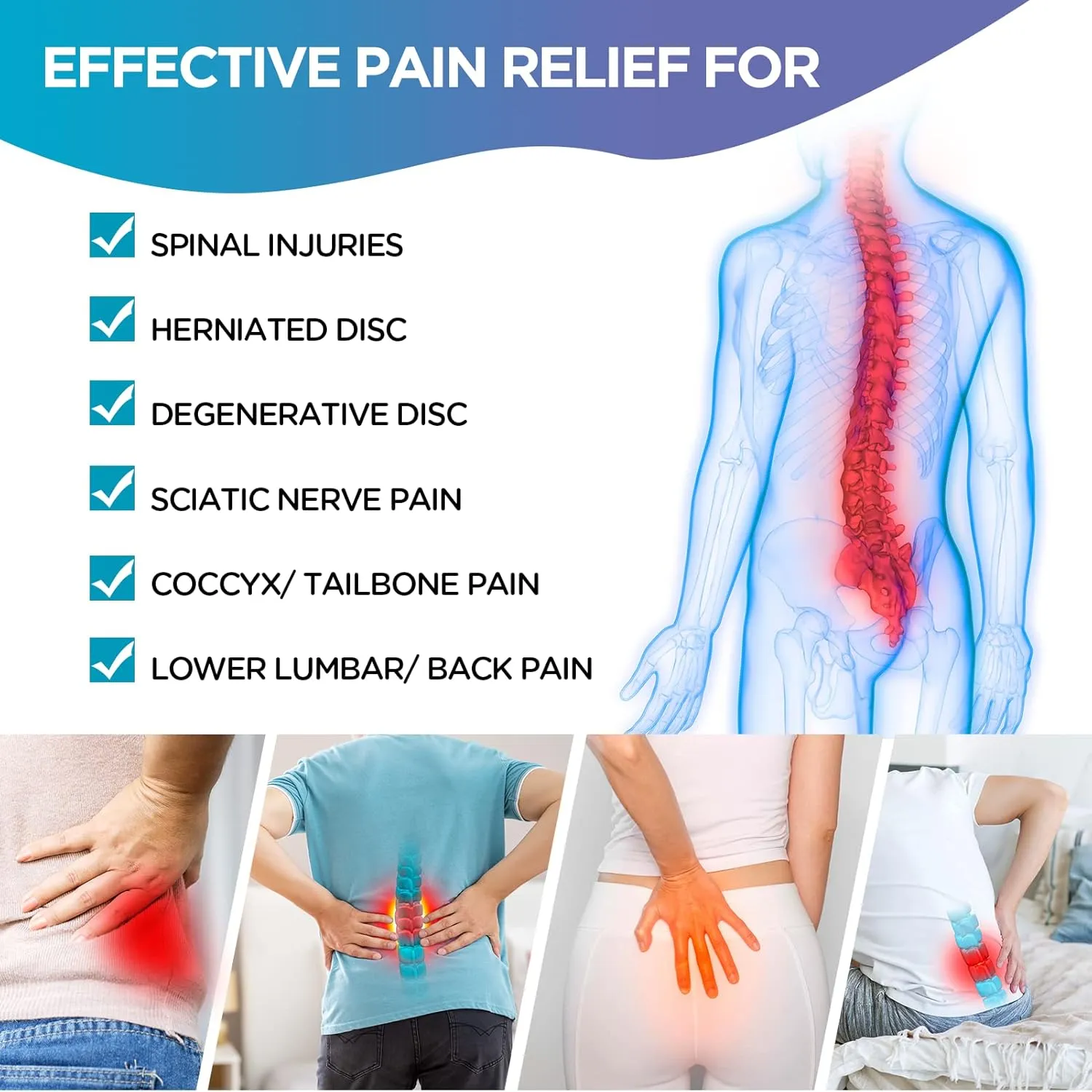 Comfytemp Ice Pack for Lower Back Pain Relief, FSA HSA Eligible, Reusable Gel Ice Pack Wrap for Sciatica Nerve Injuries with Hot Cold Compress, Lumbar Brace for Herniated Disc, Tailbone, Waist Coccyx