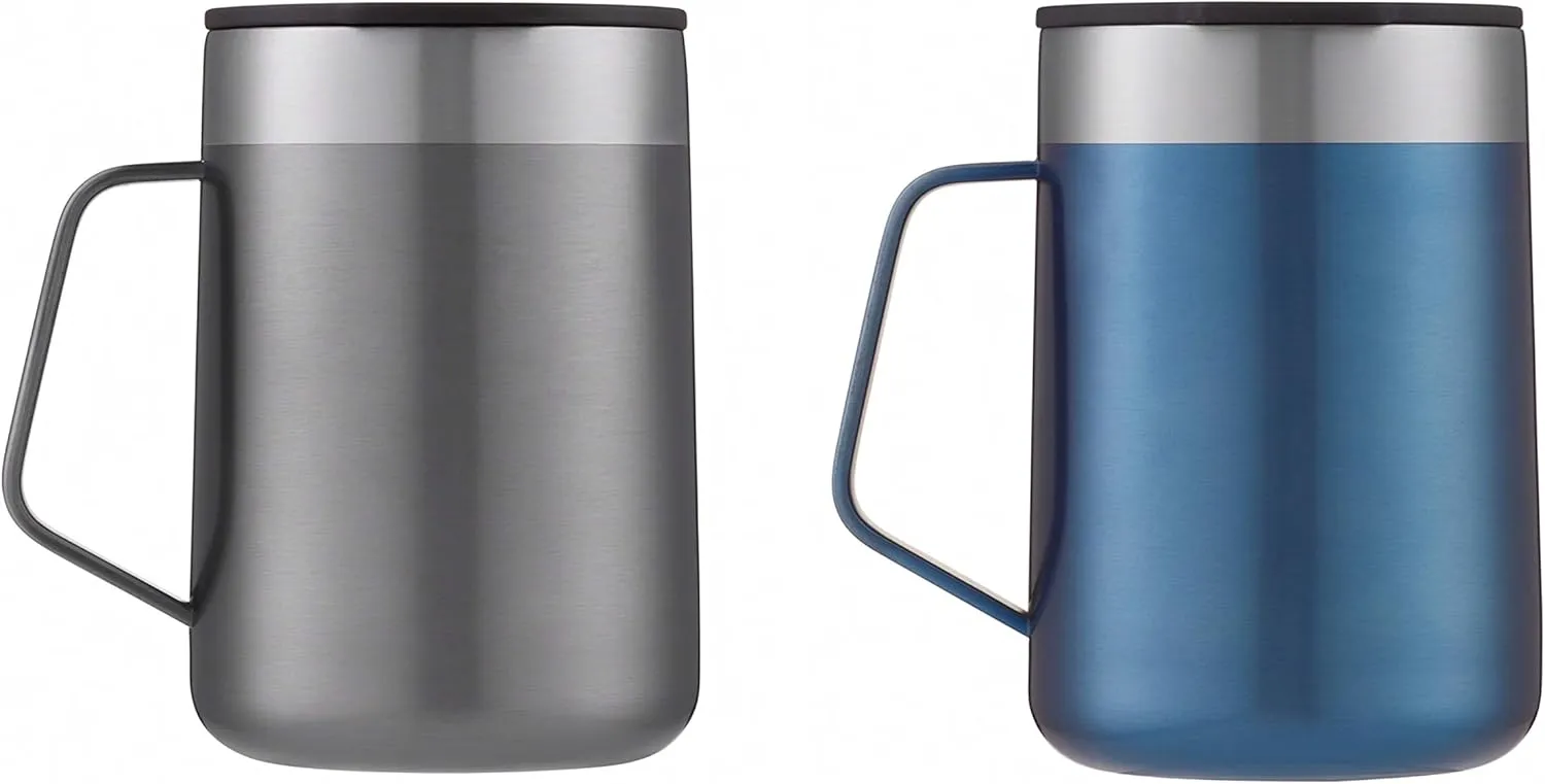 Contigo Streeterville Stainless Steel Travel Mug with Splash-Proof Lid, 14oz Vacuum-Insulated, Comfort Handle & Anti-Slip Base, Dishwasher Safe, Sake & Blue Corn