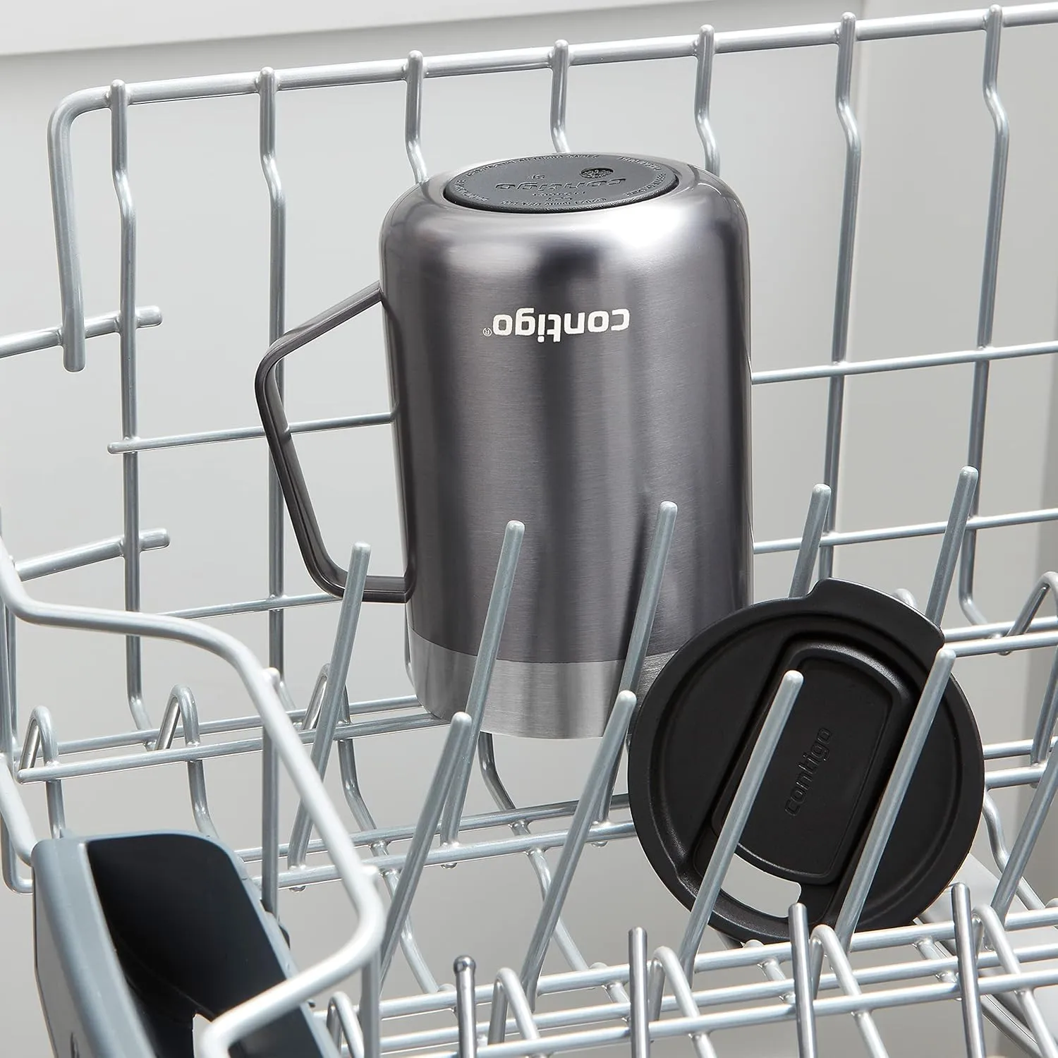 Contigo Streeterville Stainless Steel Travel Mug with Splash-Proof Lid, 14oz Vacuum-Insulated, Comfort Handle & Anti-Slip Base, Dishwasher Safe, Sake & Blue Corn