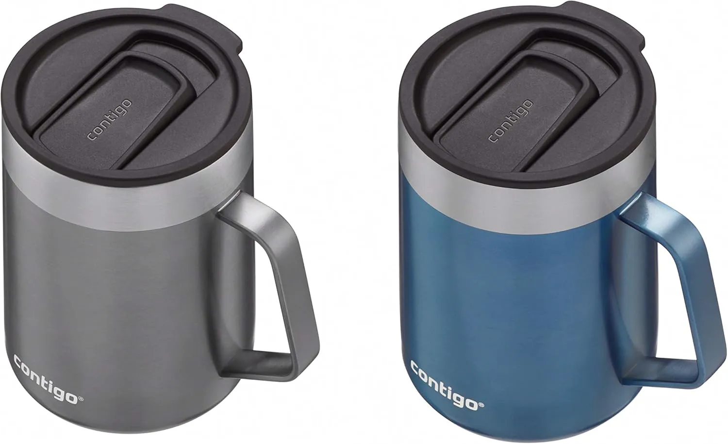 Contigo Streeterville Stainless Steel Travel Mug with Splash-Proof Lid, 14oz Vacuum-Insulated, Comfort Handle & Anti-Slip Base, Dishwasher Safe, Sake & Blue Corn