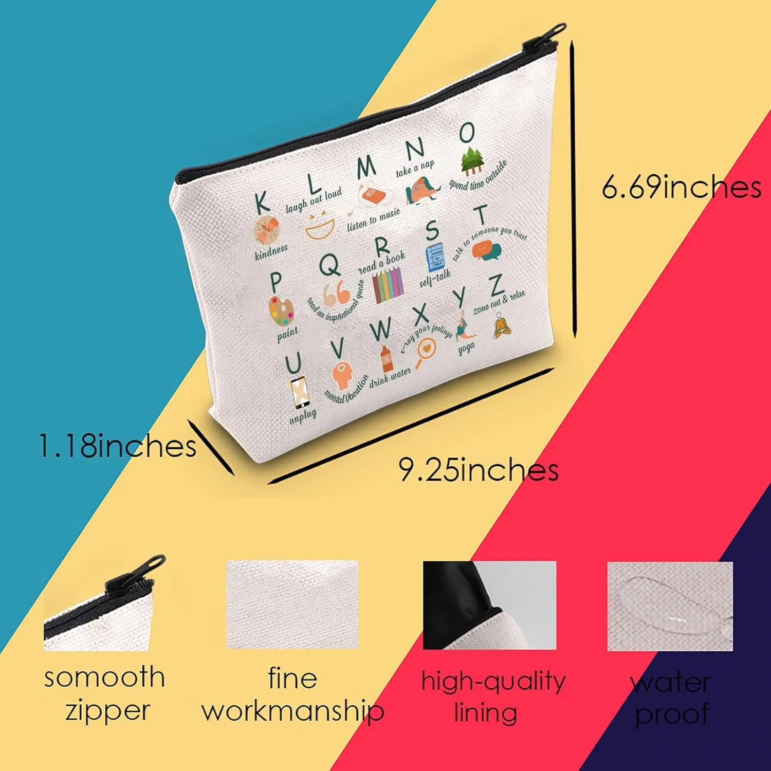 Coping Skills Alphabet Tote Bag Counselor Handbag Mental Health Awareness Bag Therapist Bag