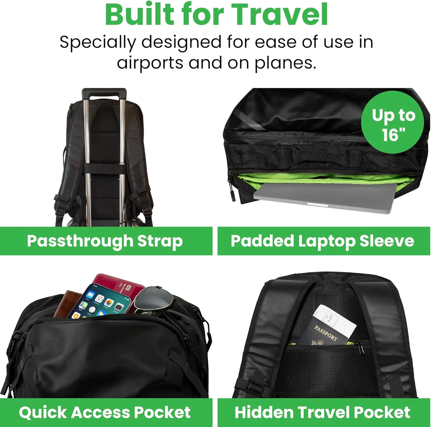 COR Surf Travel Backpack Laptop Backpack 28L Black