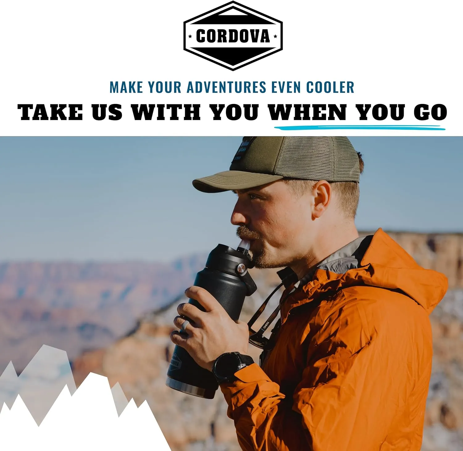 Cordova Outdoors Trailhead Class Water Bottle, Obsidian, 32 oz