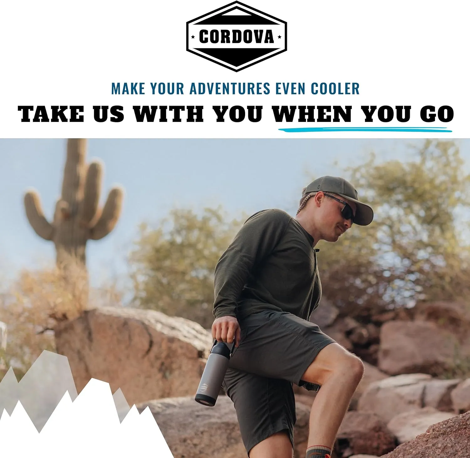 Cordova Outdoors Trailhead Class Water Bottle, Snowcap, 18 oz