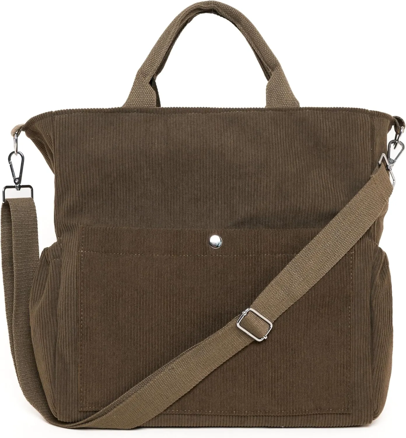 Corduroy Tote Bag for Women Large Crossbody Bags Shoulder Tote Bag with Multi Pockets Satchel Bags Handbag for Work