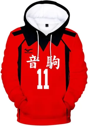 Cos-Animefly Haikyuu Hoodie Costume 3D Printed Pullover Hooded Fashion Novelty Sweatshirt Halloween Cosplay Adult Outfit
