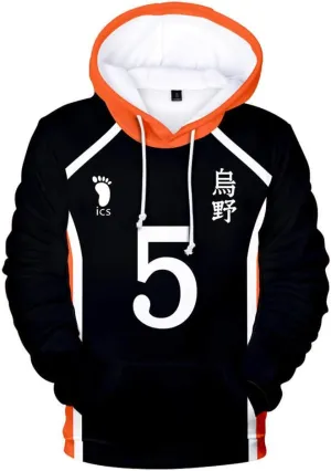 Cos-Animefly Haikyuu Hoodie Costume 3D Printed Pullover Hooded Fashion Novelty Sweatshirt Halloween Cosplay Adult Outfit
