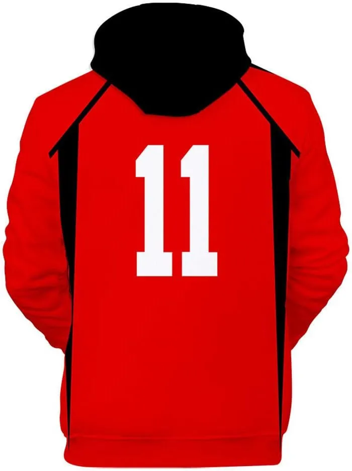 Cos-Animefly Haikyuu Hoodie Costume 3D Printed Pullover Hooded Fashion Novelty Sweatshirt Halloween Cosplay Adult Outfit