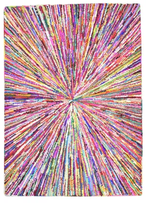 Cotton Polyester Multi Color Rug 5X7 Modern Hand Woven Bohemian Abstract Rug