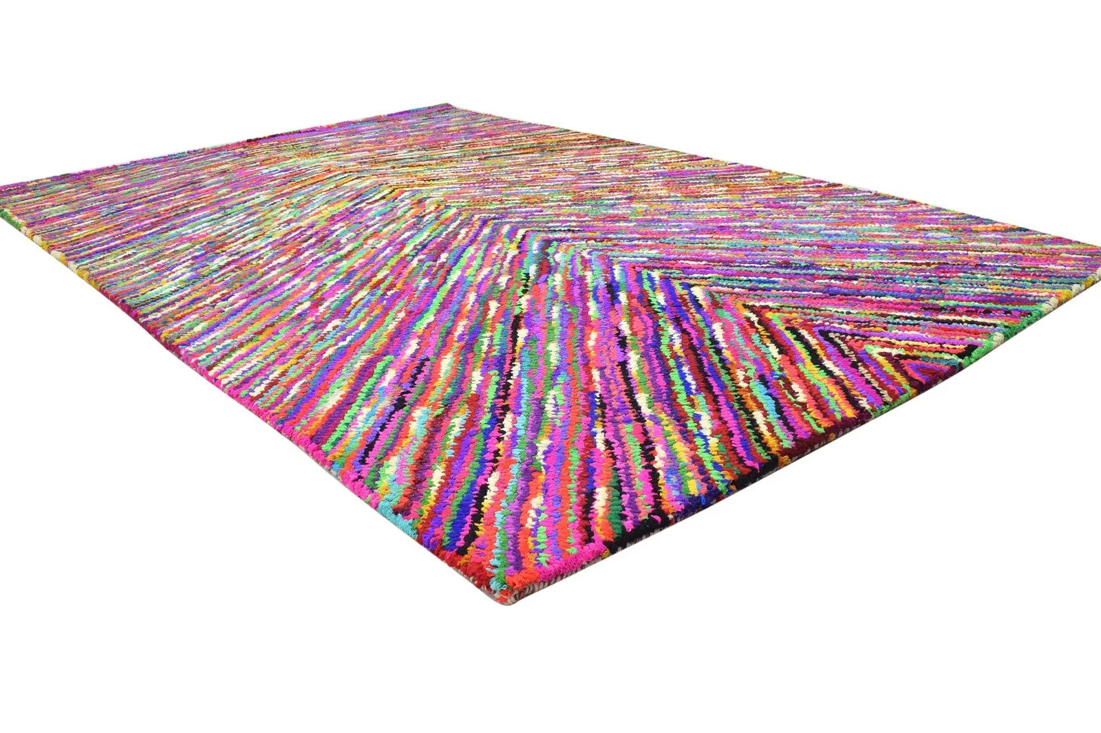 Cotton Polyester Multi Color Rug 5X7 Modern Hand Woven Bohemian Chevron Rug