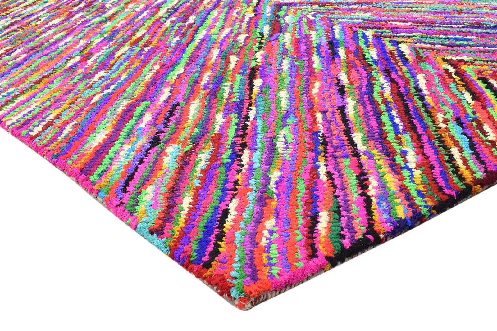 Cotton Polyester Multi Color Rug 5X7 Modern Hand Woven Bohemian Chevron Rug