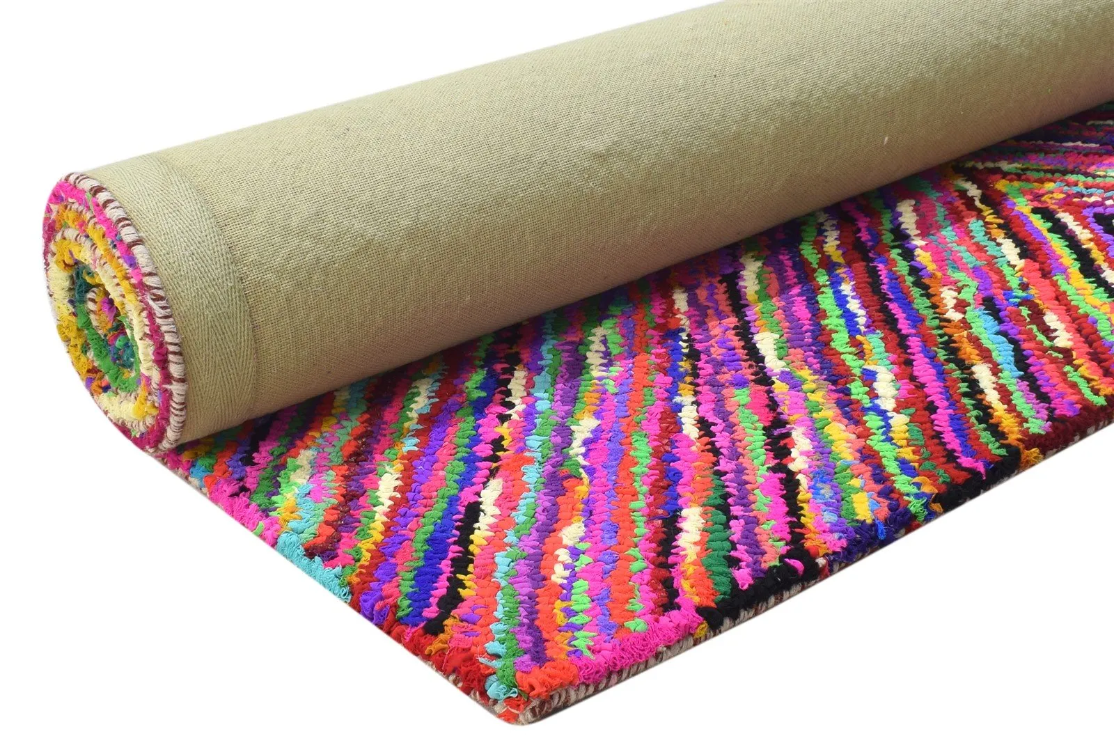 Cotton Polyester Multi Color Rug 5X7 Modern Hand Woven Bohemian Chevron Rug
