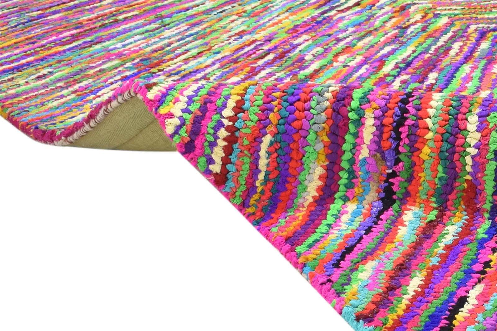 Cotton Polyester Multi Color Rug 5X7 Modern Hand Woven Bohemian Chevron Rug