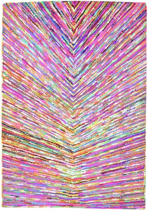 Cotton Polyester Multi Color Rug 5X7 Modern Hand Woven Bohemian Chevron Rug