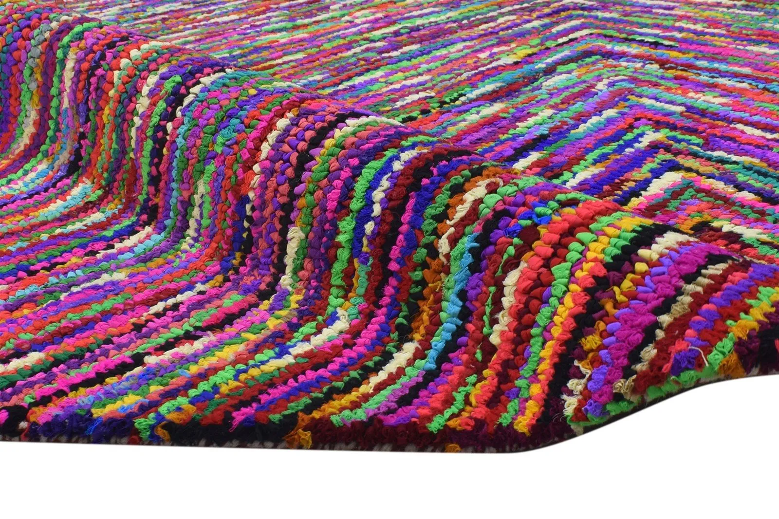 Cotton Polyester Multi Color Rug 5X7 Modern Hand Woven Bohemian Chevron Rug