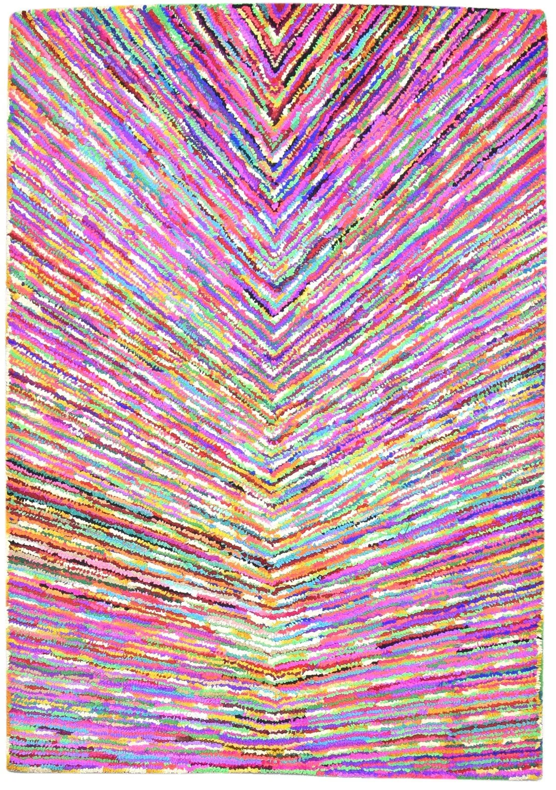 Cotton Polyester Multi Color Rug 5X7 Modern Hand Woven Bohemian Chevron Rug