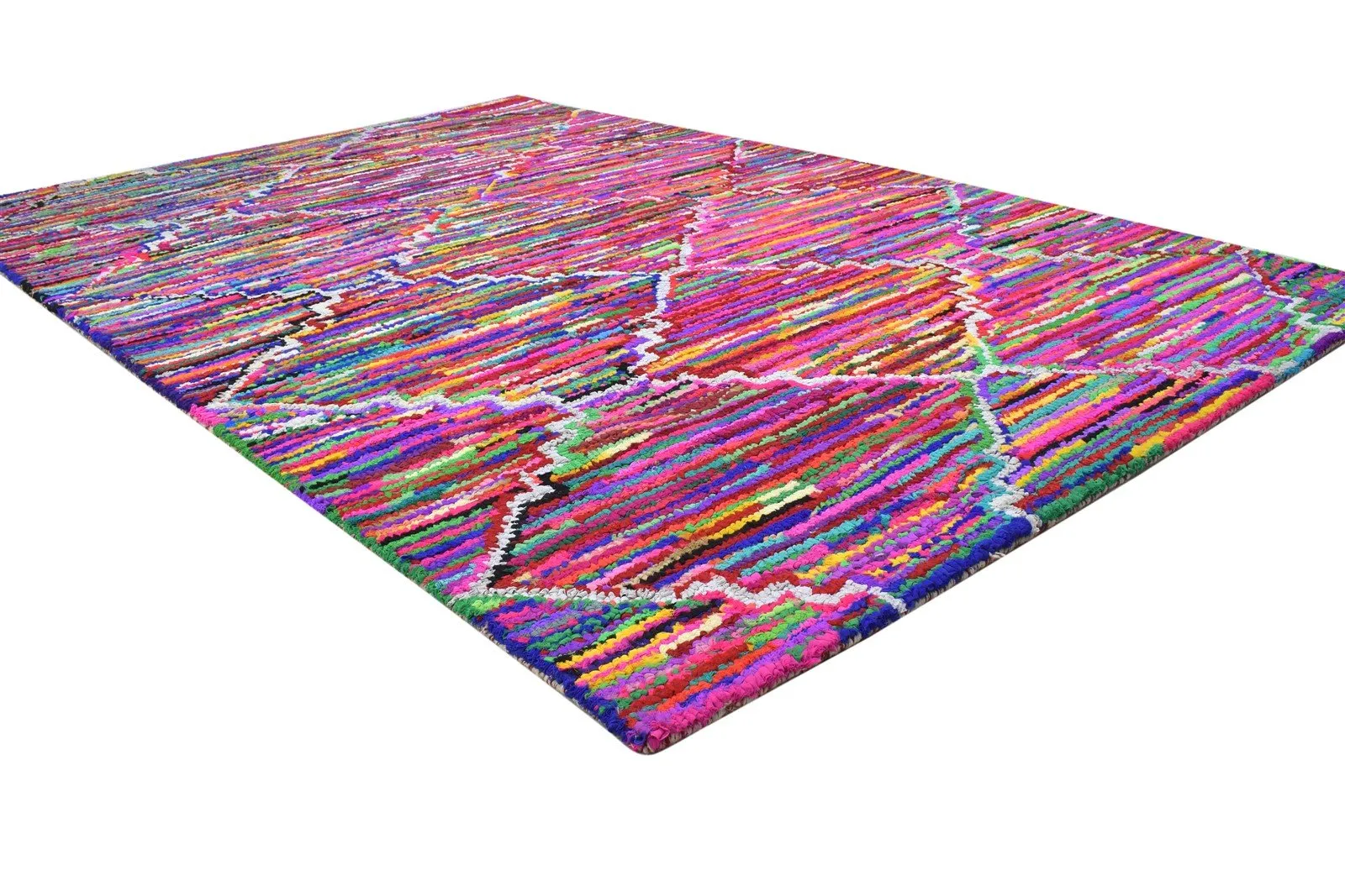Cotton Polyester Multi Color Rug 5X7 Modern Hand Woven Bohemian Diamond Rug