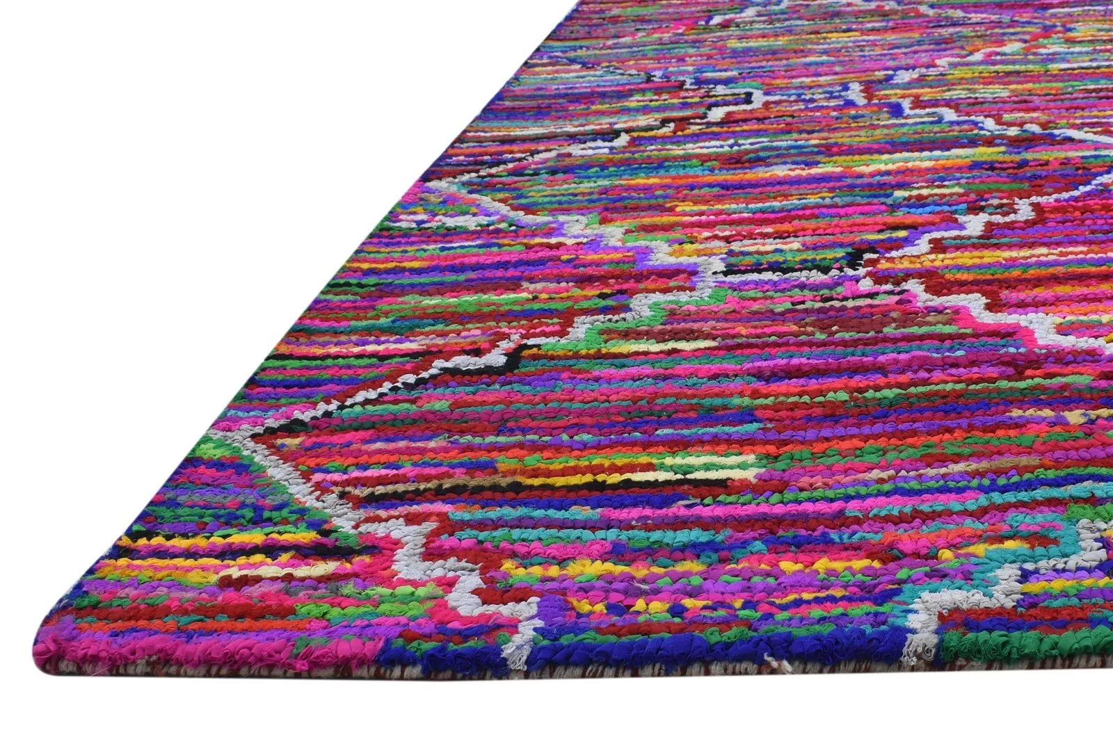 Cotton Polyester Multi Color Rug 5X7 Modern Hand Woven Bohemian Diamond Rug