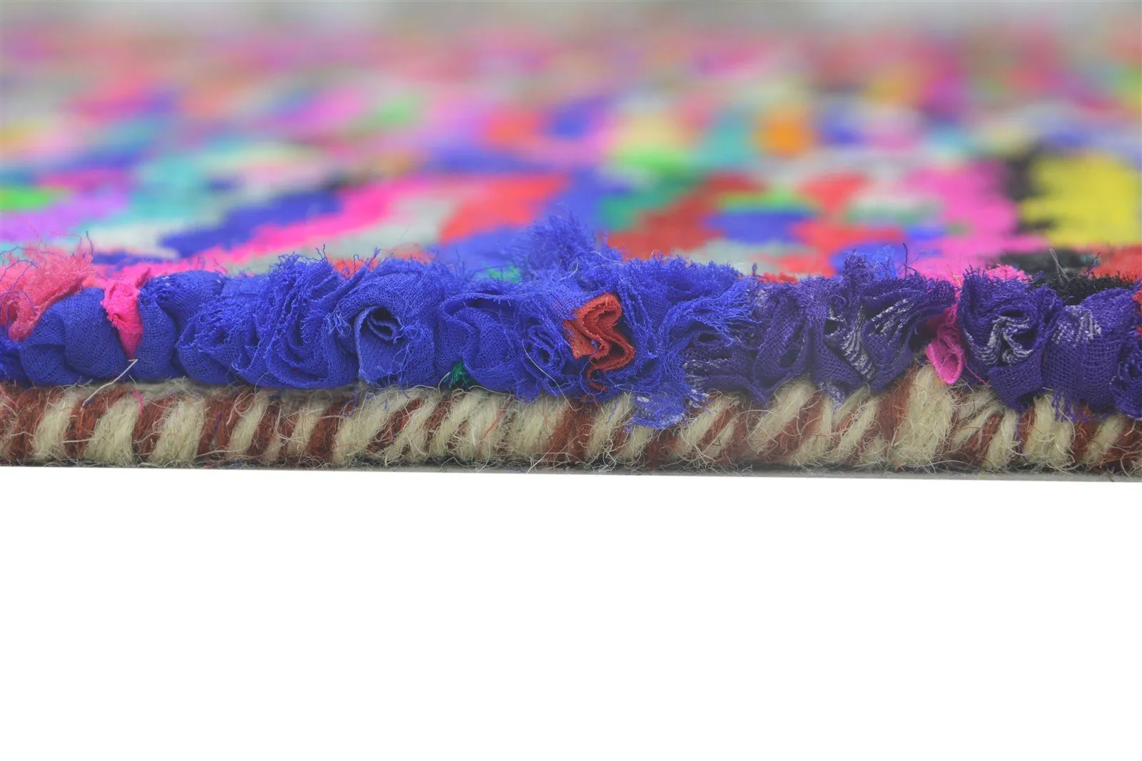 Cotton Polyester Multi Color Rug 5X7 Modern Hand Woven Bohemian Diamond Rug