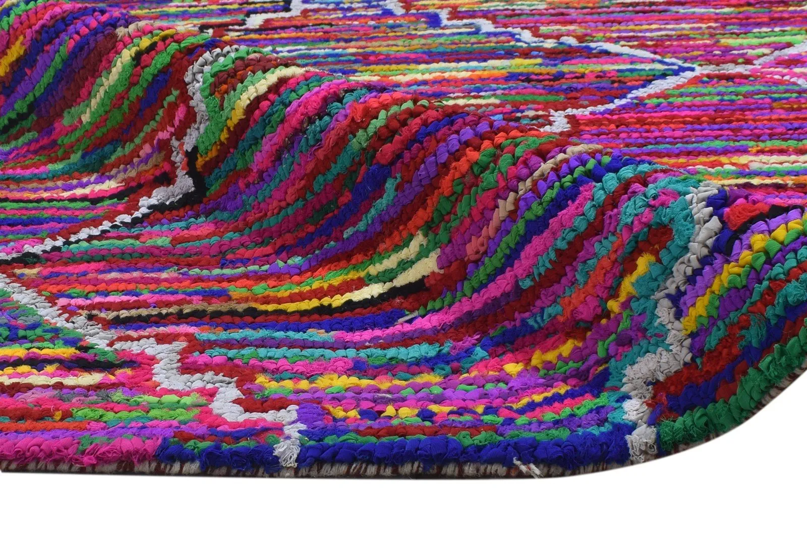 Cotton Polyester Multi Color Rug 5X7 Modern Hand Woven Bohemian Diamond Rug