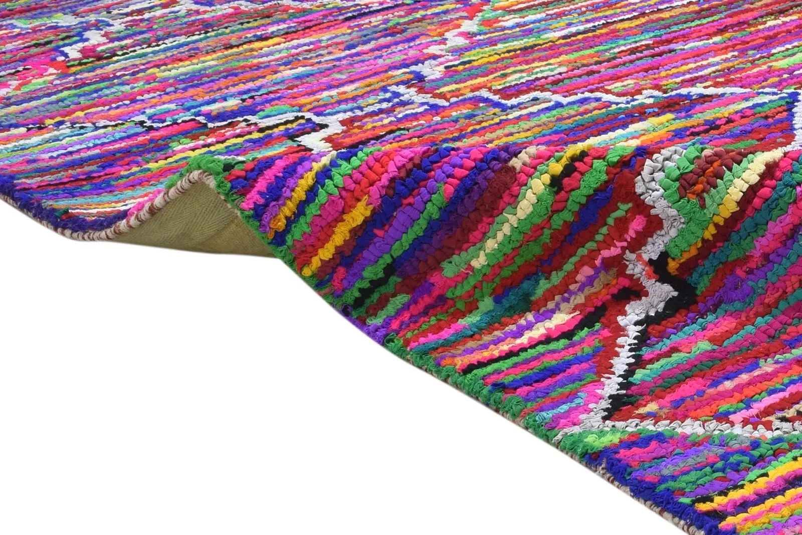 Cotton Polyester Multi Color Rug 5X7 Modern Hand Woven Bohemian Diamond Rug