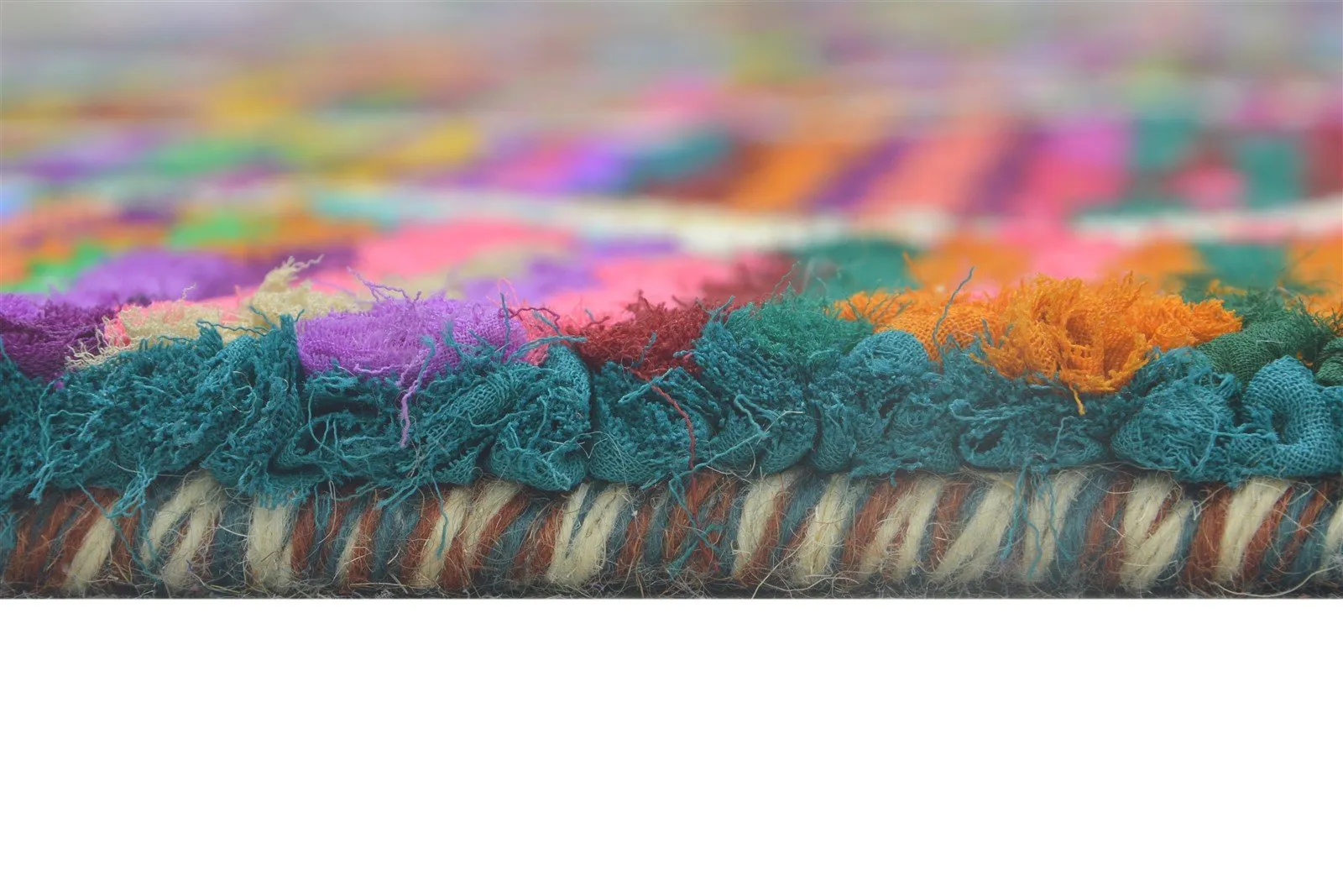Cotton Polyester Multi Color Rug 5X8 Modern Hand Woven Bohemian Diamond Rug