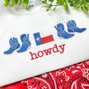 Cowboy Boots Texas Flag Trio Embroidery Design, Rodeo Embroidery Design, Fill Stitch