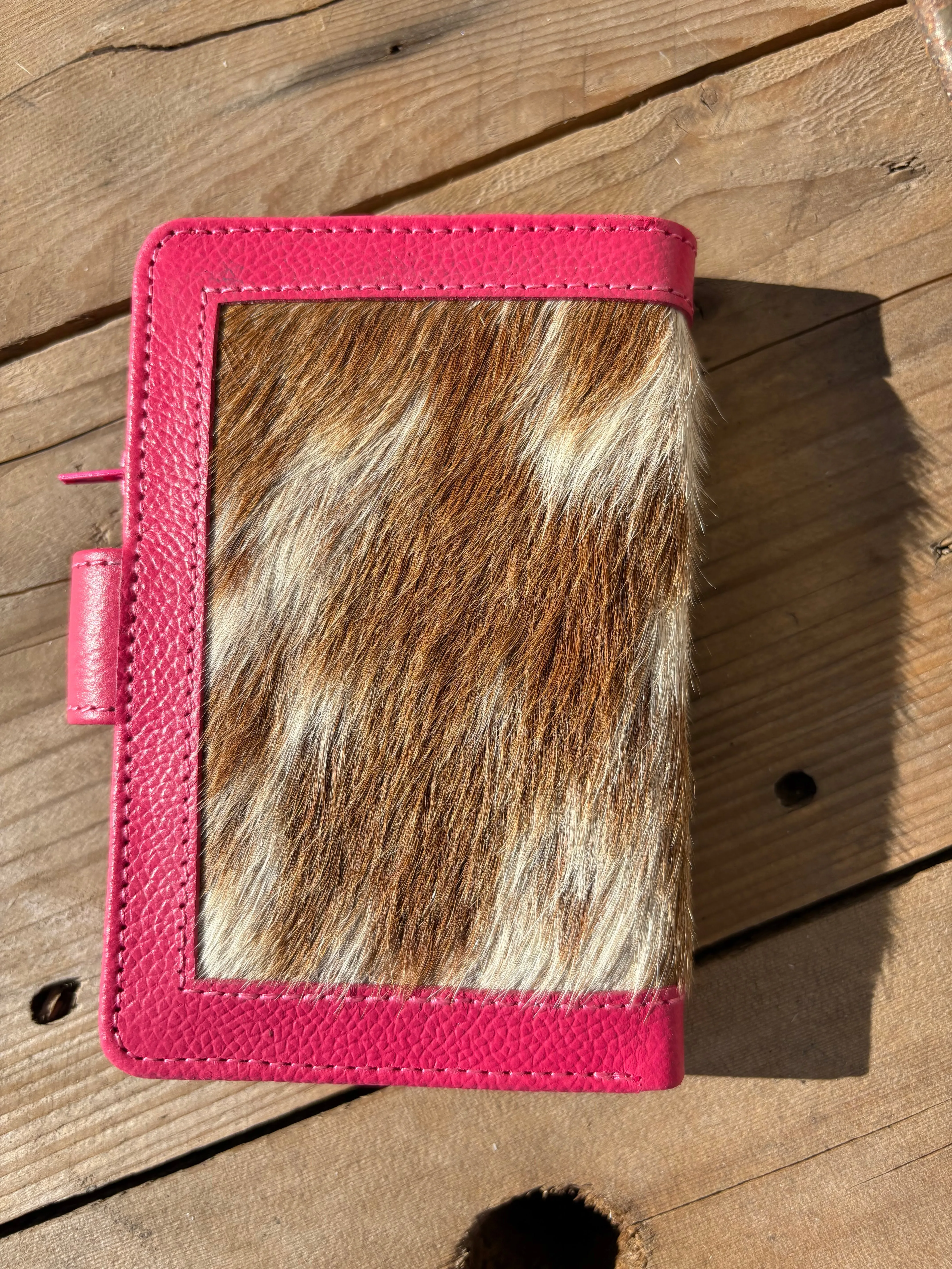Cowhide Pocket Wallet - pink leather