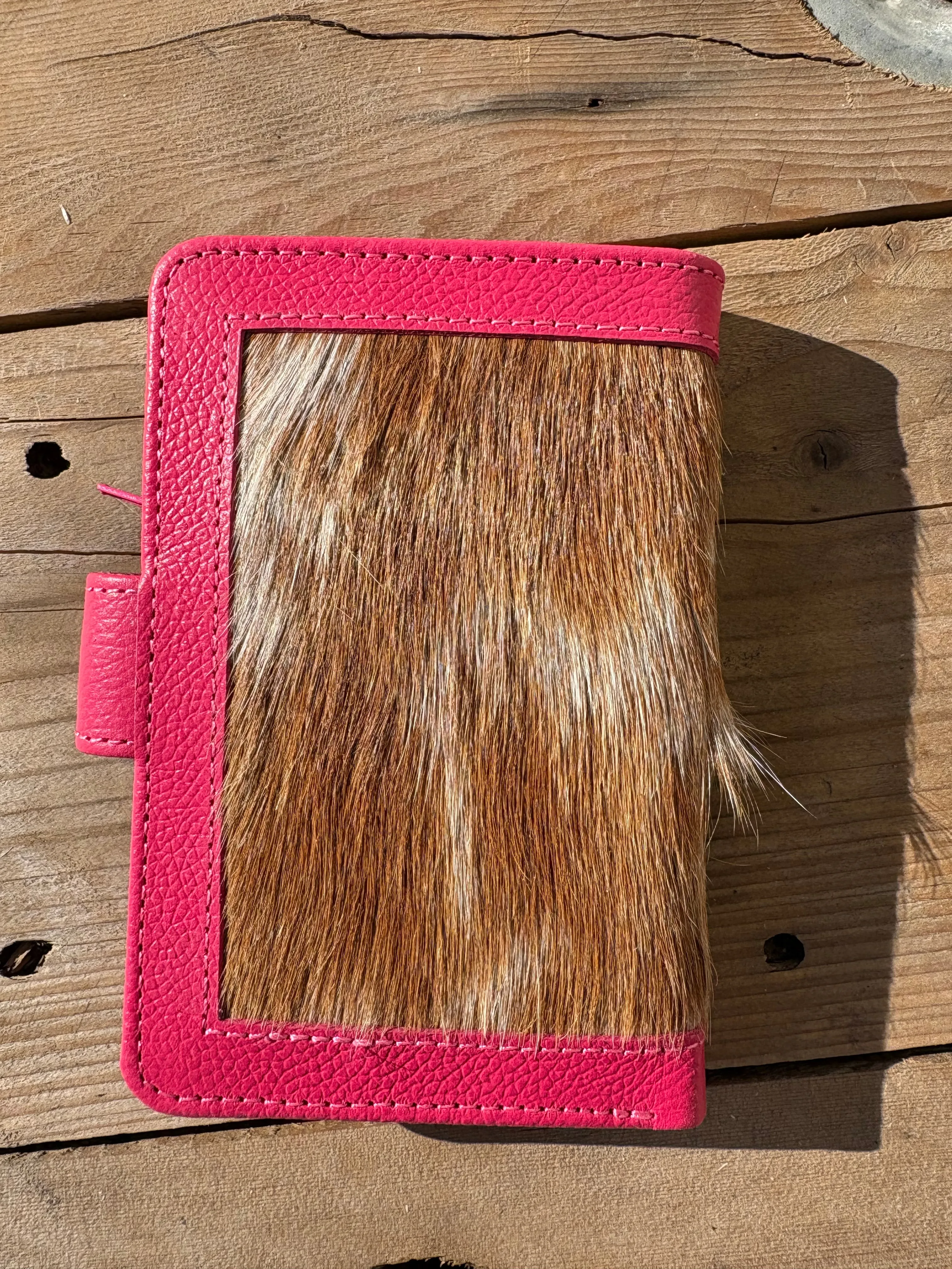 Cowhide Pocket Wallet - pink leather