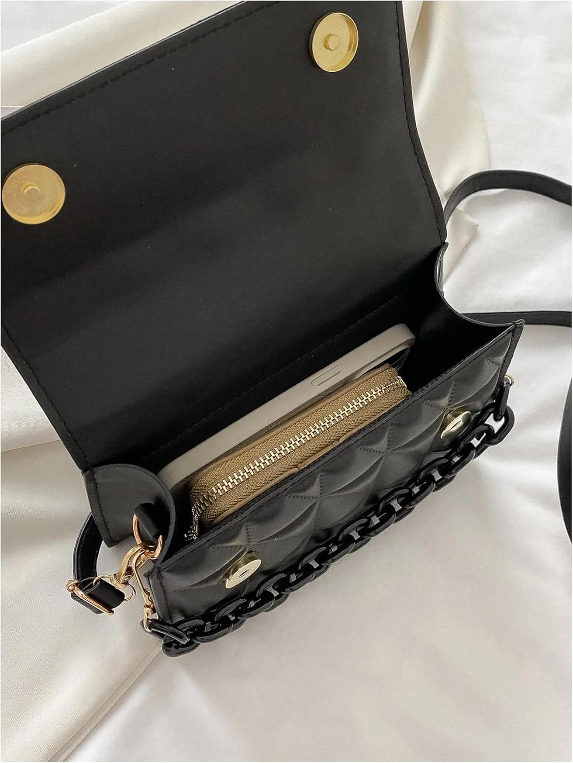 COZYEASE Women's PU Leather Chain Handbag Ruched Top Handle Satchel Purse Squared Shoulder Bags